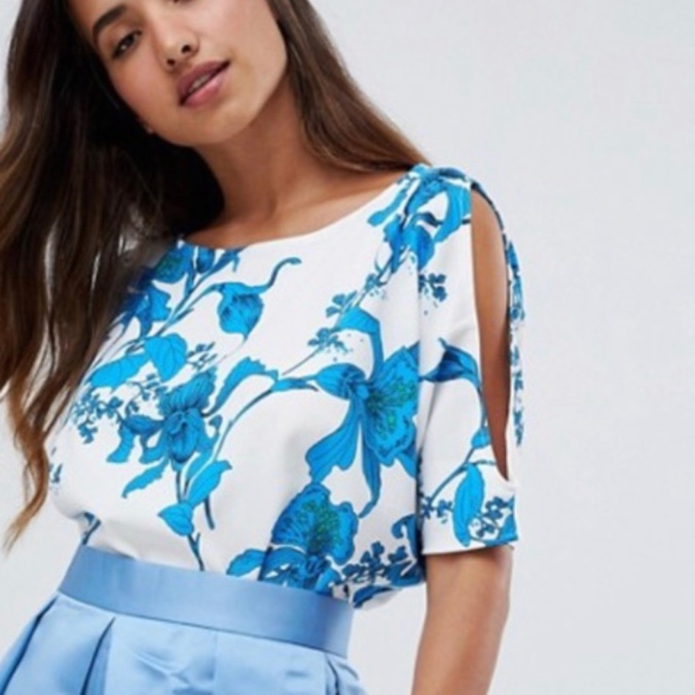 Blue and white floral shirt by Closet London